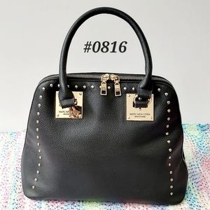 ❤️FINAL💲Marc New York Andrew Marc>>>Black Gold Studded Handbag Tote Purse🤍